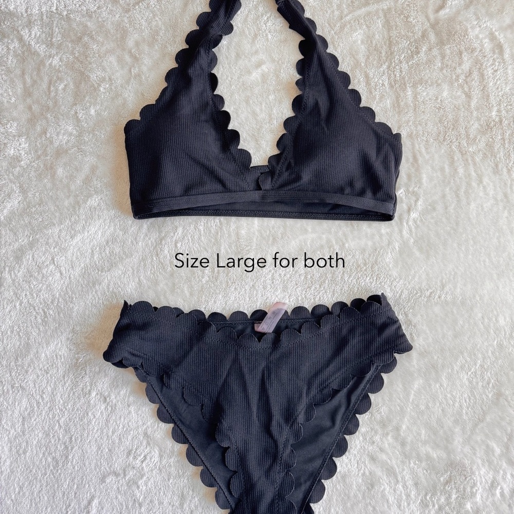 Black Scallop Trim Swimsuit Pairing